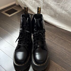 Dr. Martens Black Combat Boots with Yellow Stitching